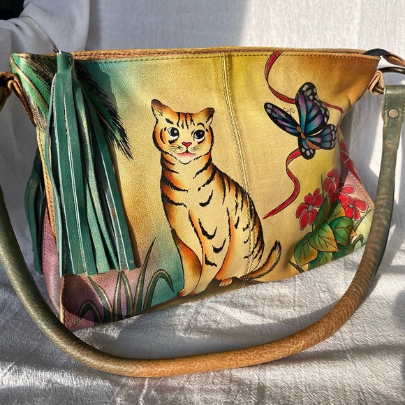 Anuschka Hand Painted Leather Shoulder Bag